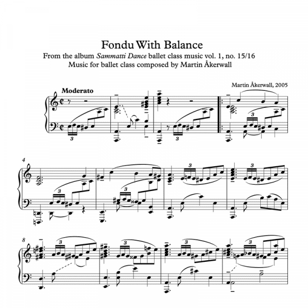 fondu with balance sheet music for ballet class by martin akerwall