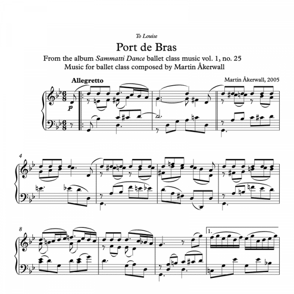 port de bras sheet music for ballet class by martin akerwall