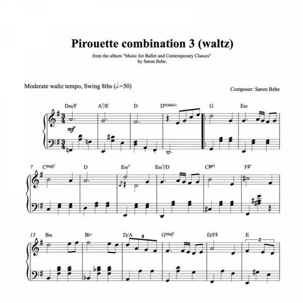 piano score for a pirouette waltz