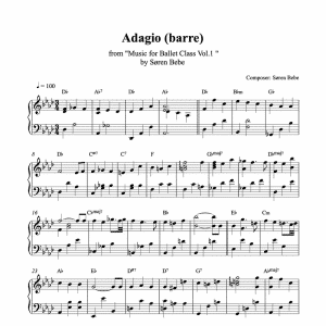 adagio barre piano sheet music for ballet class from music for ballet class vol.2 by soren bebe