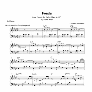 fondu piano sheet music for ballet class from music for ballet class vol.2 by soren bebe