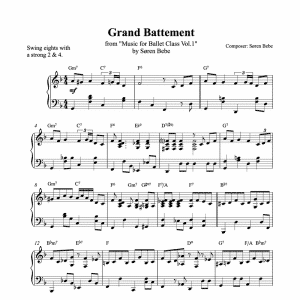 grand battement piano sheet music for ballet class from music for ballet class vol.2 by soren bebe