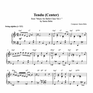 tendu center piano sheet music for ballet class from music for ballet class vol.2 by soren bebe