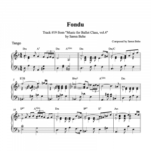 tango inspired piano sheet music for ballet class fondu exercise