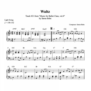 piano sheet music for ballet class waltz