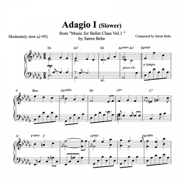 adagio 1 slow ballet class piano sheet music pdf