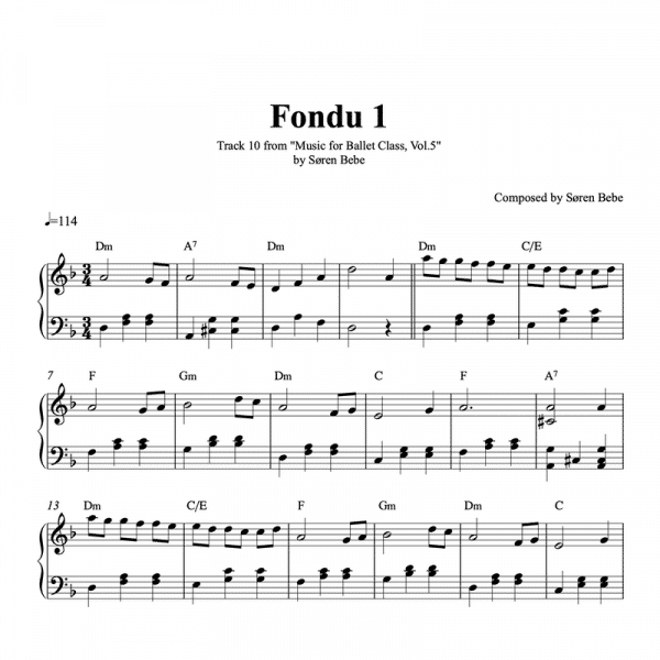 fondu 1 piano sheet music for ballet class