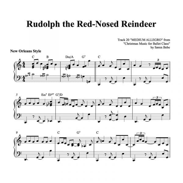 piano sheet music for rudolph the red-nosed reindeer