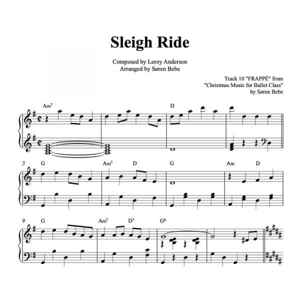 piano sheet music for the Christmas carol Sleigh Ride