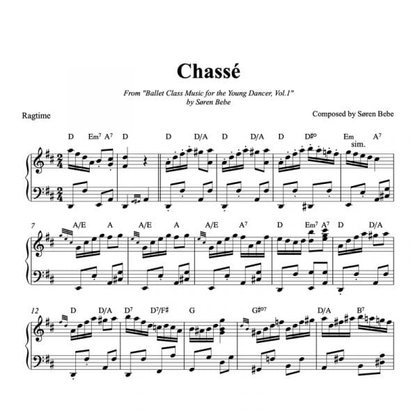 piano sheet music for chasses kids ballet class