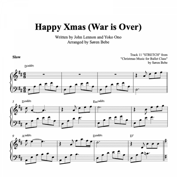 piano sheet music for the song "Happy Wmas war is over" by John lennon and Yoko Ono