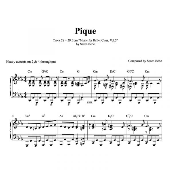 pique piano sheet music