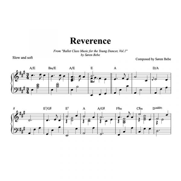 piano sheet music for reverence kids ballet class