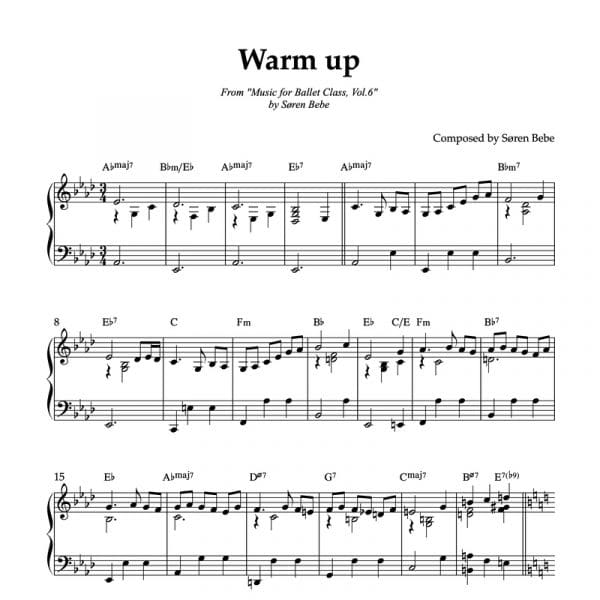 warm up sheet music for ballet