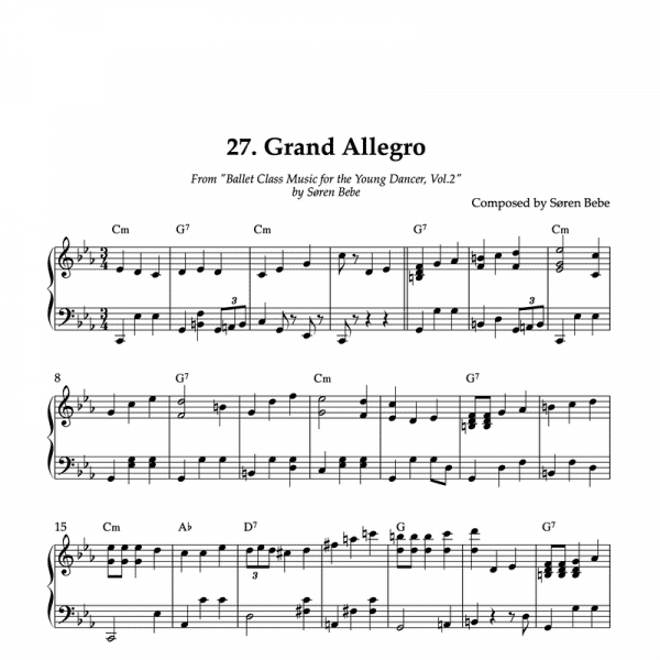 sheet music for grand allegro ballet steps