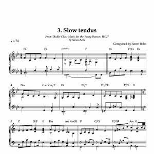 piano sheet music for slow tendus for kids