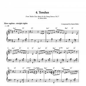 Tendus piano sheet music for children's ballet class