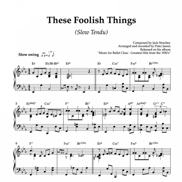 these foolish things reminds me of you - piano sheet music for ballet class slow tendu exercise