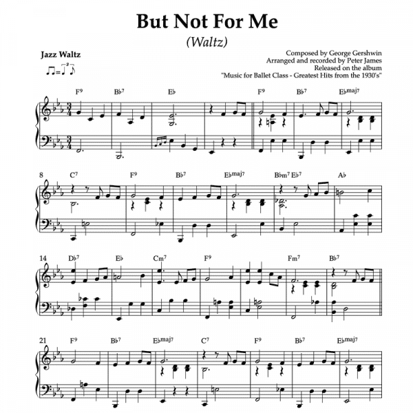 but not for me by gershwin piano arrangement for ballet class waltz exercise