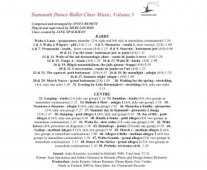 Sammatti Dance Ballet Class Music Volume 3 (CD + mp3 download) - Image 2