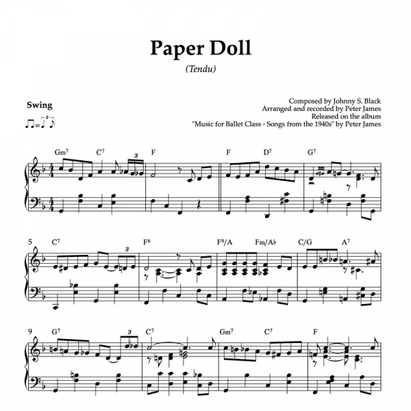 piano sheet music for the song paper doll by mills brothers