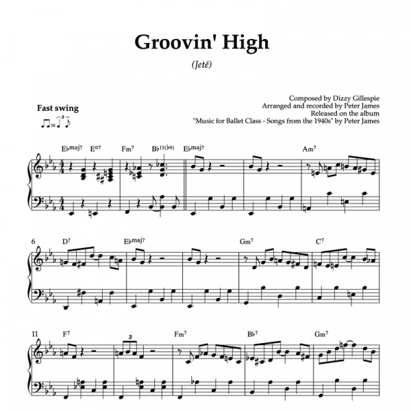 piano sheet music for the song groovin high by dizzy gillespie