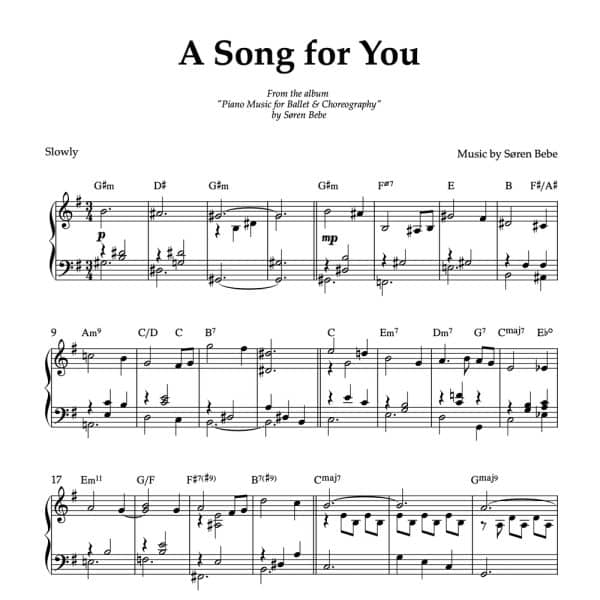 A Song for You | by Søren Bebe | Piano Sheet Music (PDF)