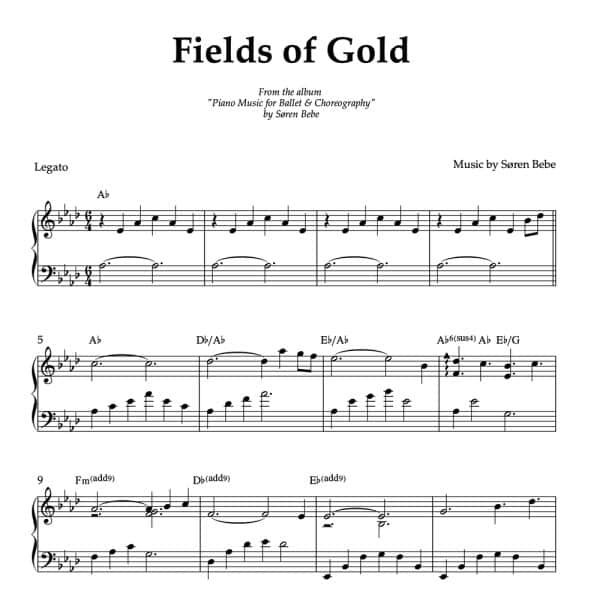 Fields of Gold | by Søren Bebe | Piano Sheet Music (PDF)