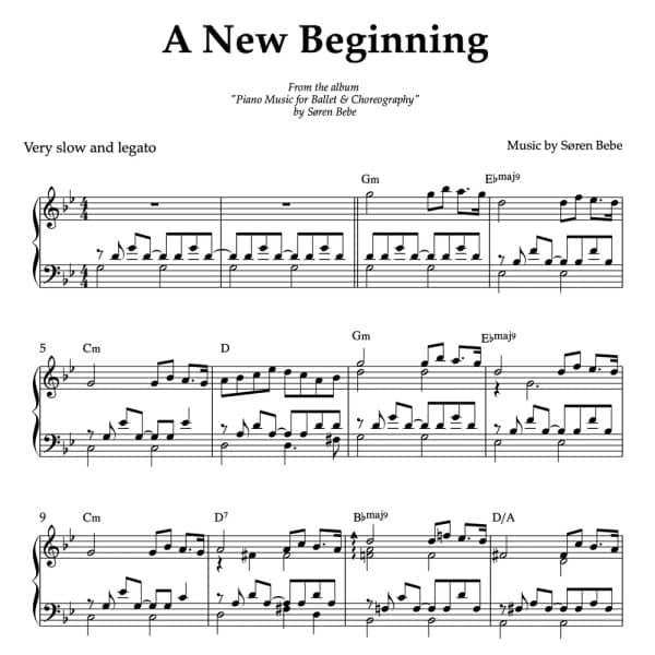 A New Beginning | by Søren Bebe | Piano Sheet Music (PDF)